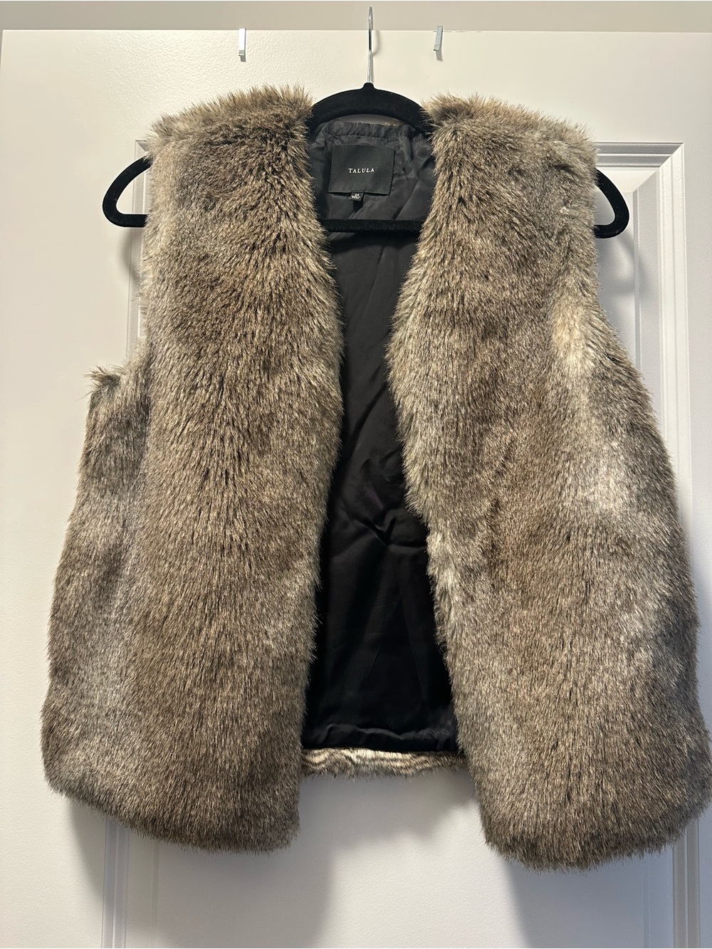 Talula Faux Fur Vest in Taupe Brown